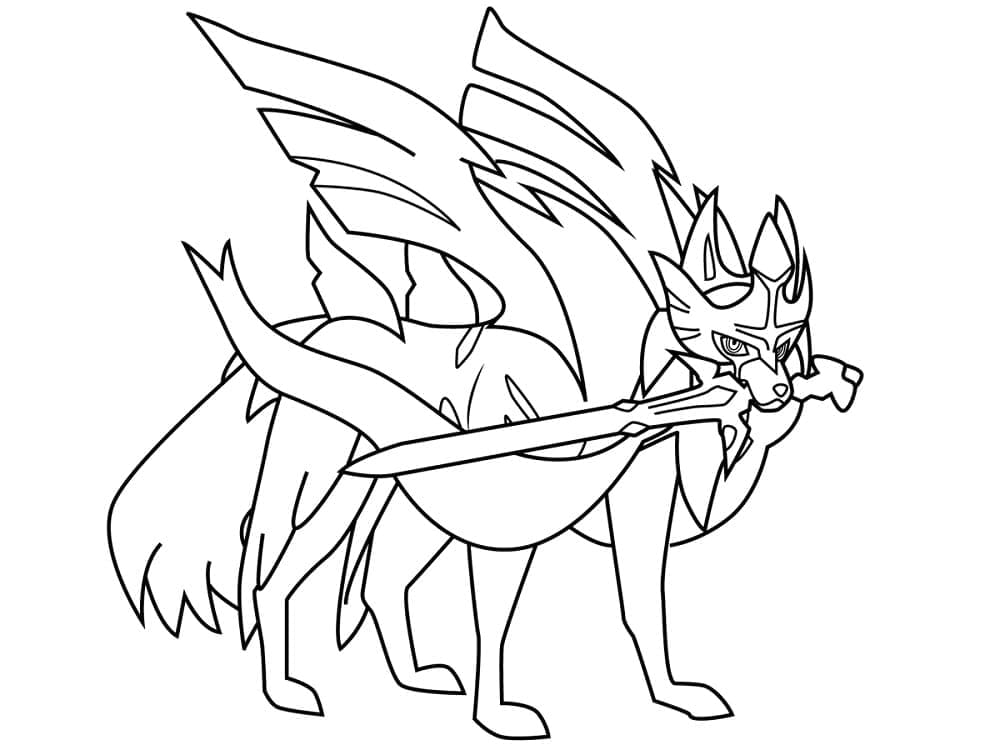 Legendaarinen Pokemon Zacian Värityskuva