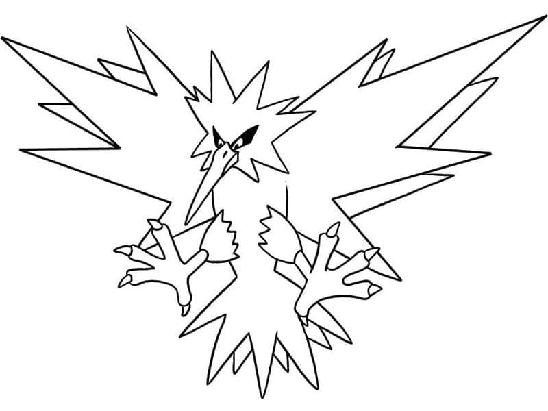 Legendaarinen Pokemon Zapdos Värityskuva