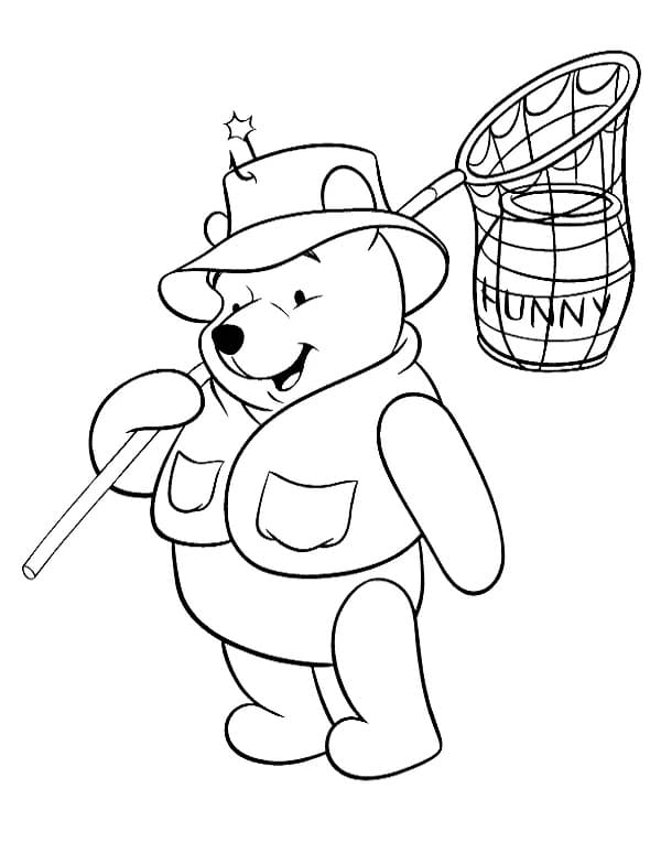 Nalle Puh hunajalla Värityskuva