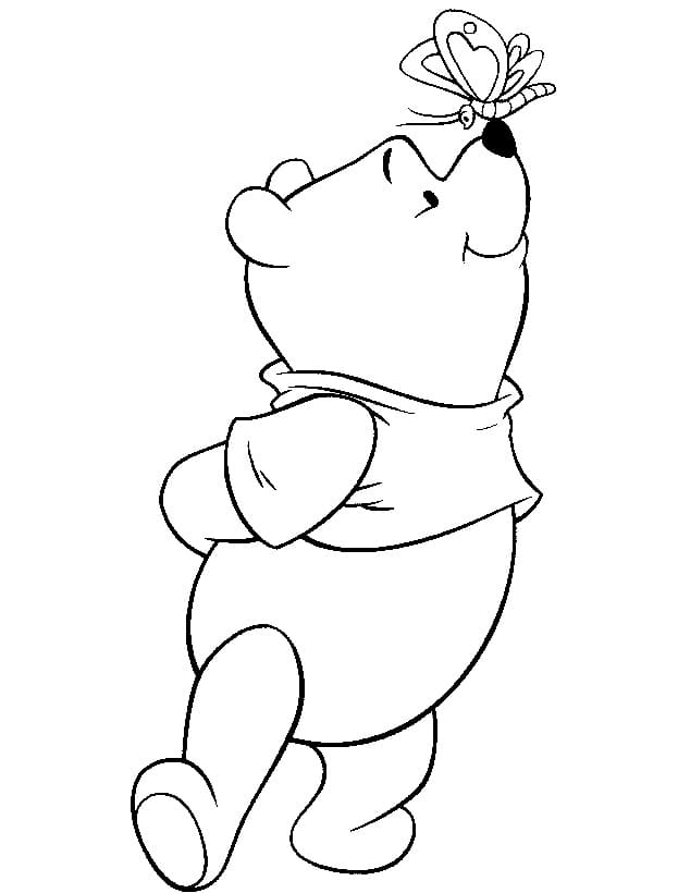 Nalle Puh ja perhonen Värityskuva