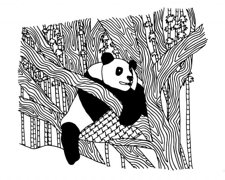 Panda puussa Värityskuva