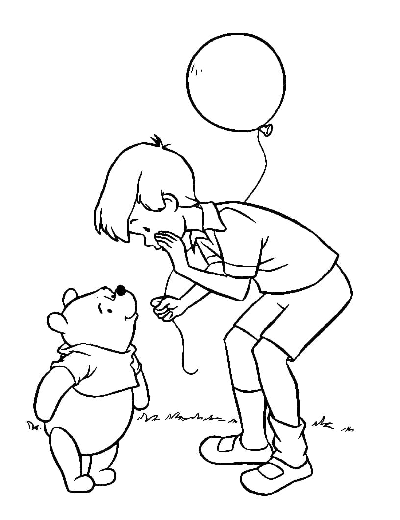 Puh ja Christopher Robin Värityskuva