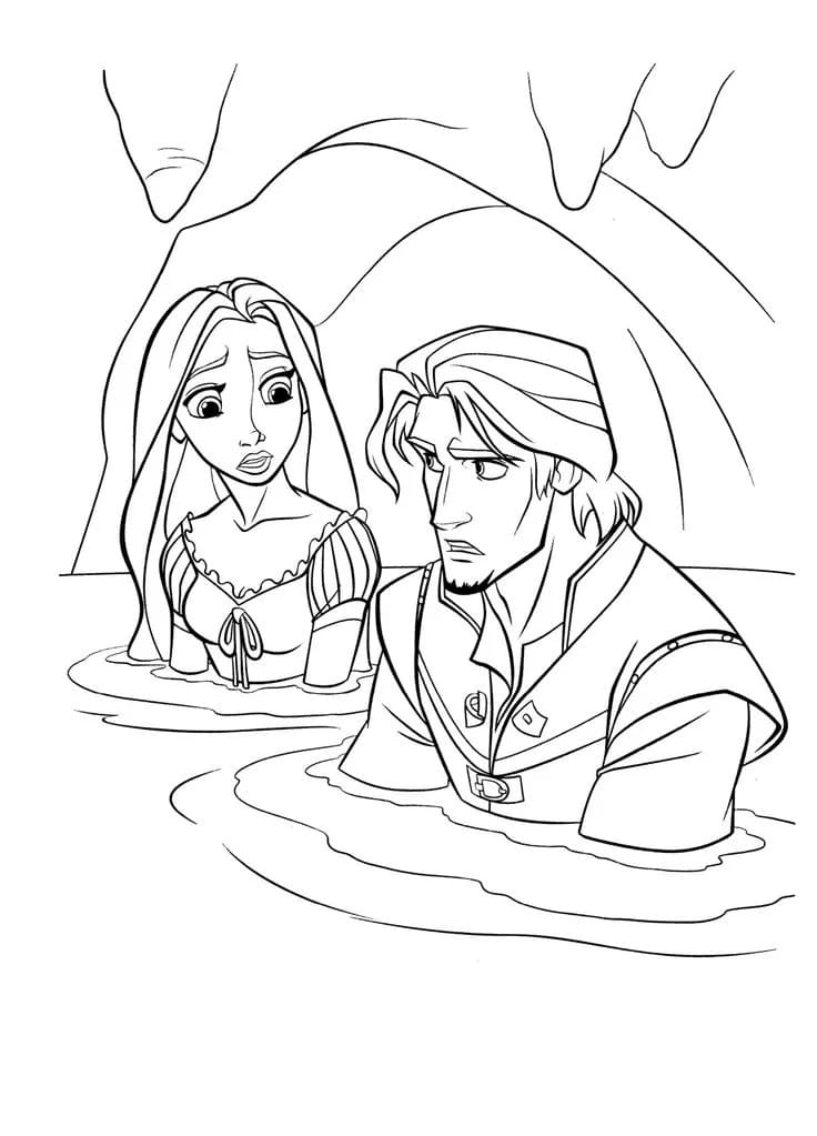 Rapunzel ja Flynn Värityskuva