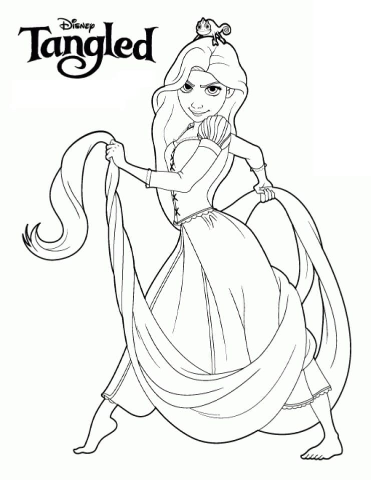 Siisti prinsessa Rapunzel Värityskuva