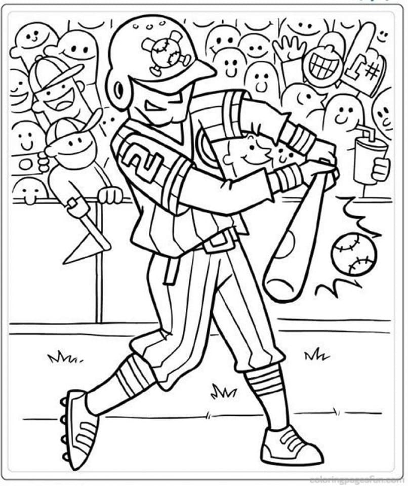 Tulostettava baseball-soitin Värityskuva