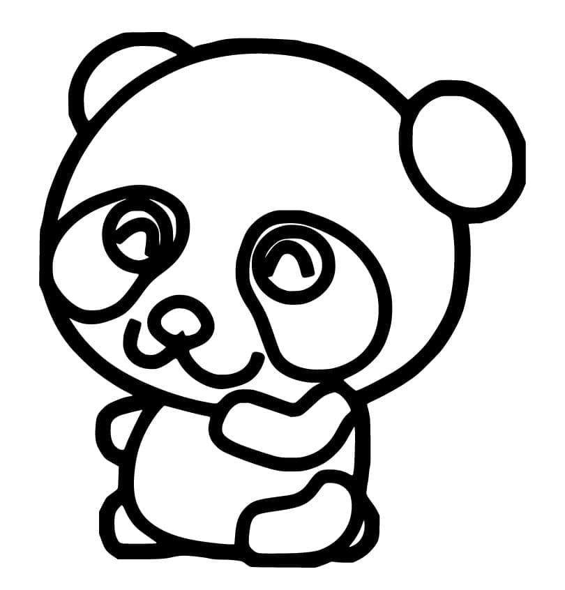 Tulostettava Kawaii Panda Värityskuva
