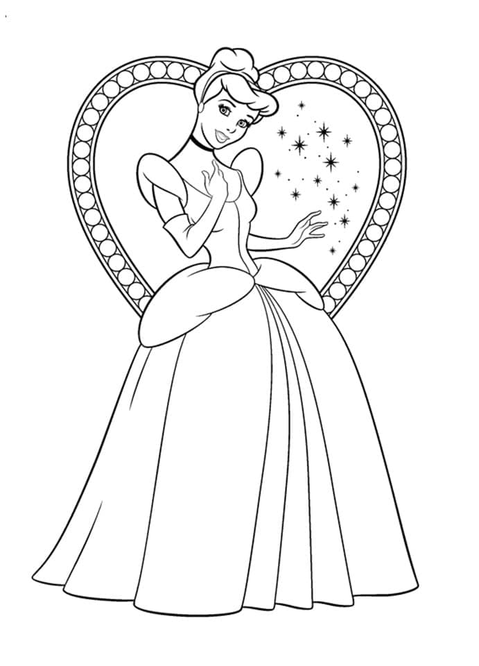 Tulostettava prinsessa Tuhkimo Värityskuva