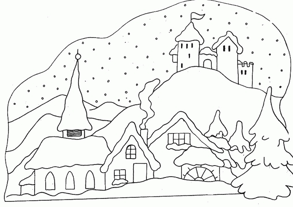 talvikaupunki Värityskuva