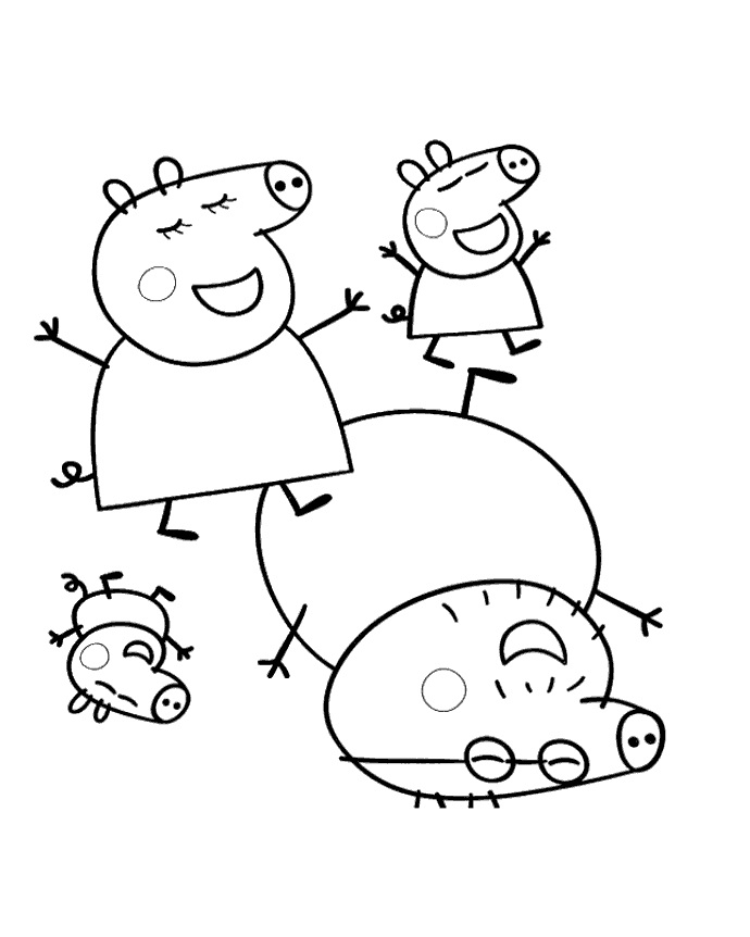 Hyvää Peppa Pig -perhettä Värityskuva