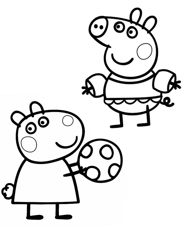 Peppa ja Suzy Värityskuva