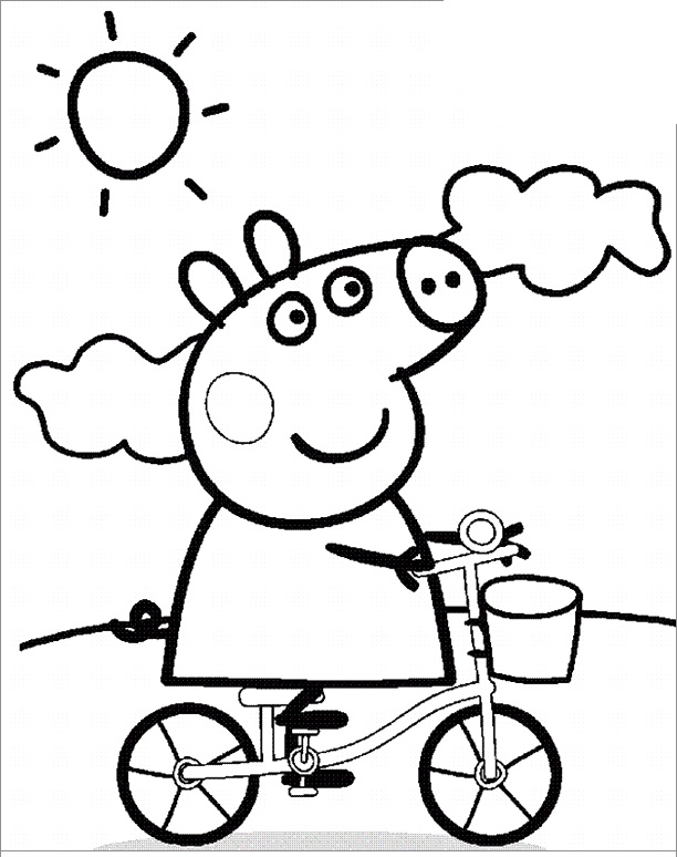 Peppa porsaan ratsastuspyörä Värityskuva