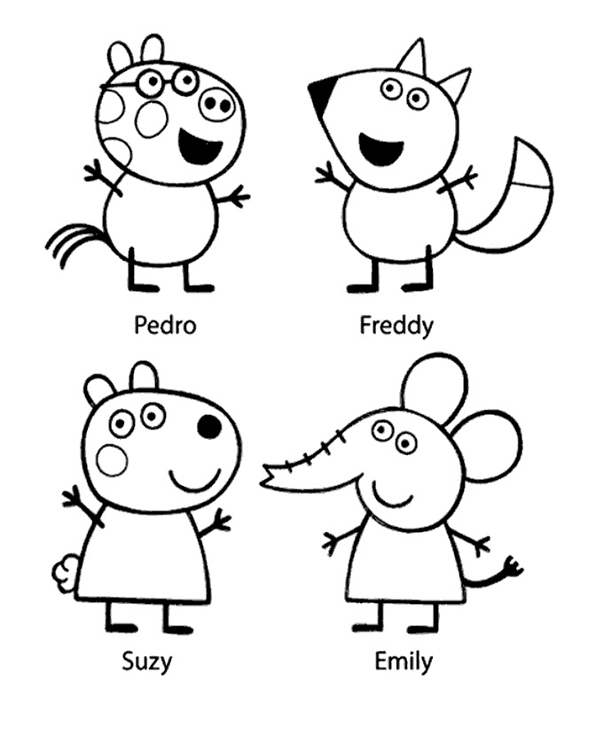Peppa Possun ystävät Värityskuva