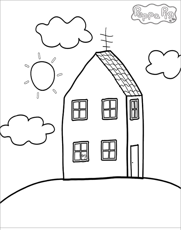 Peppa-sikatalo Värityskuva