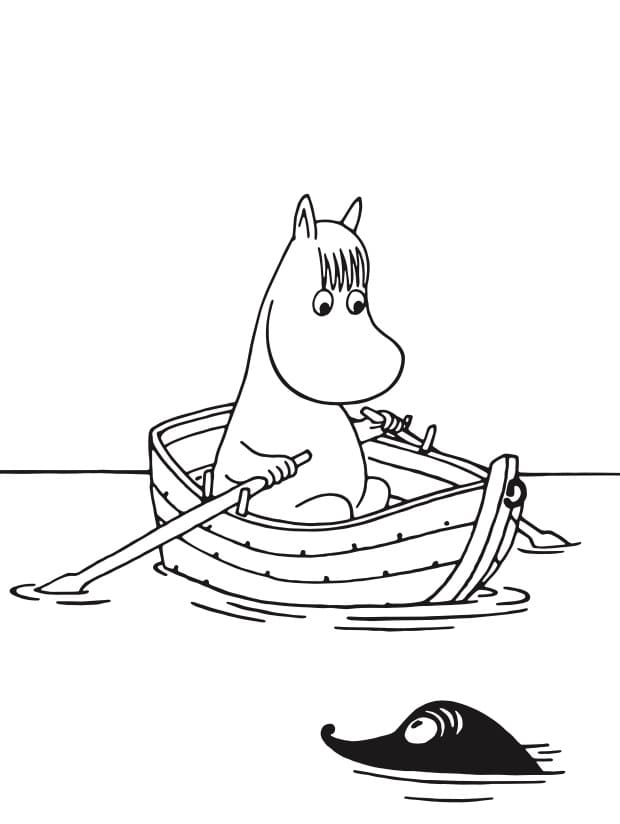 Snorkmaid on veneessä Värityskuva