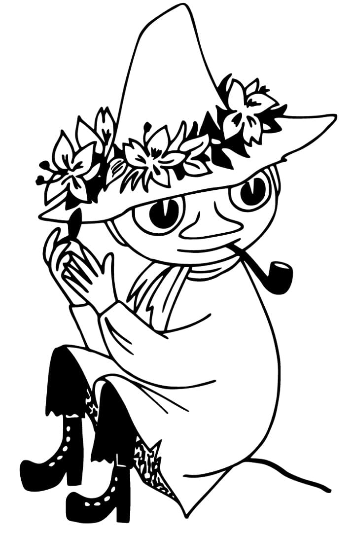 Snufkin Muumilta Värityskuva