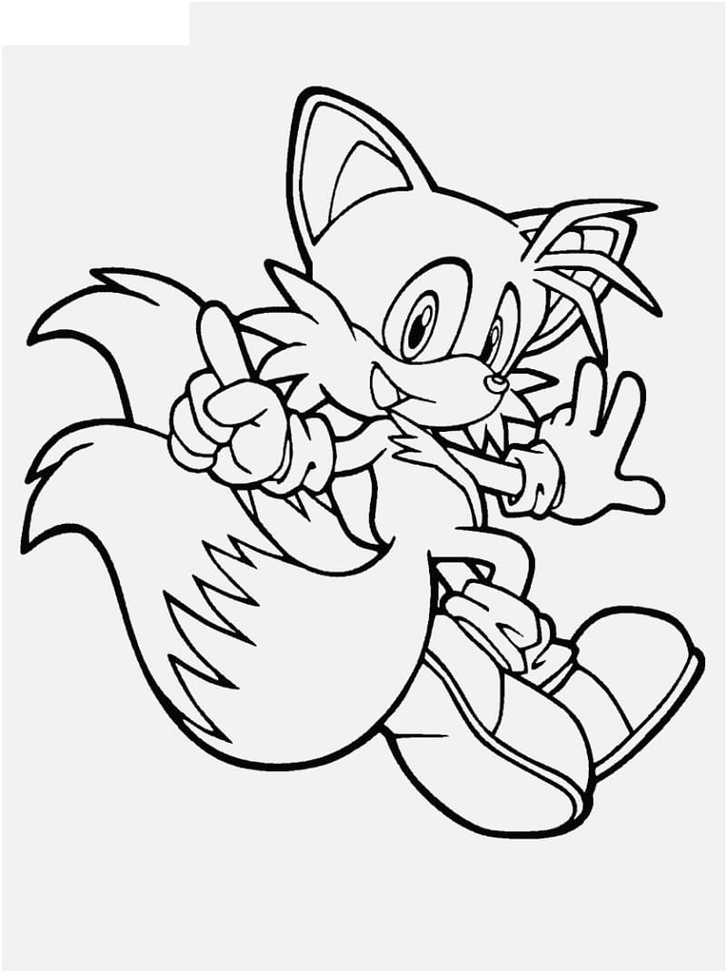 sonic tails piirustus Värityskuva