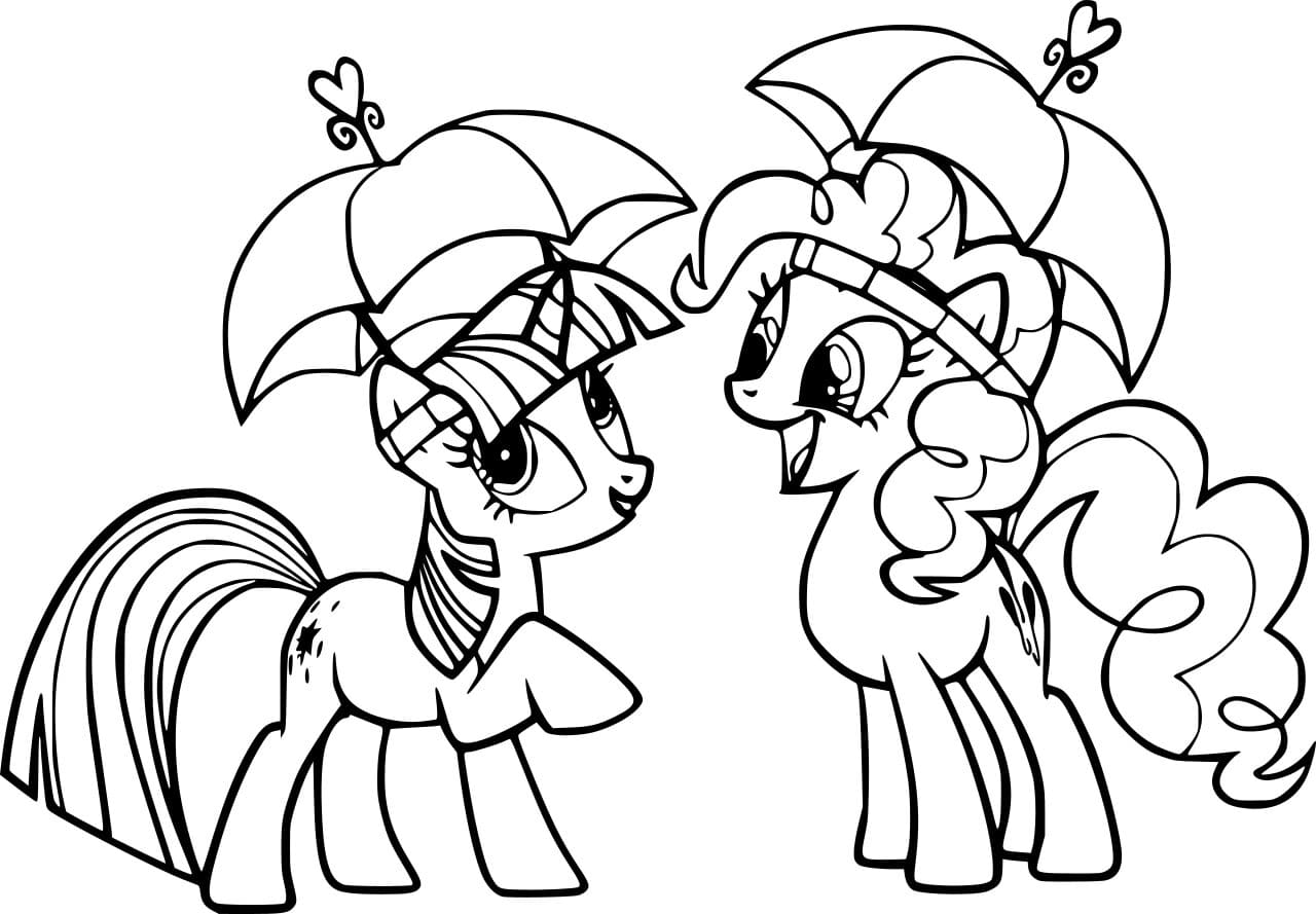 Twilight Sparkle ja Pinkie Pie Värityskuva
