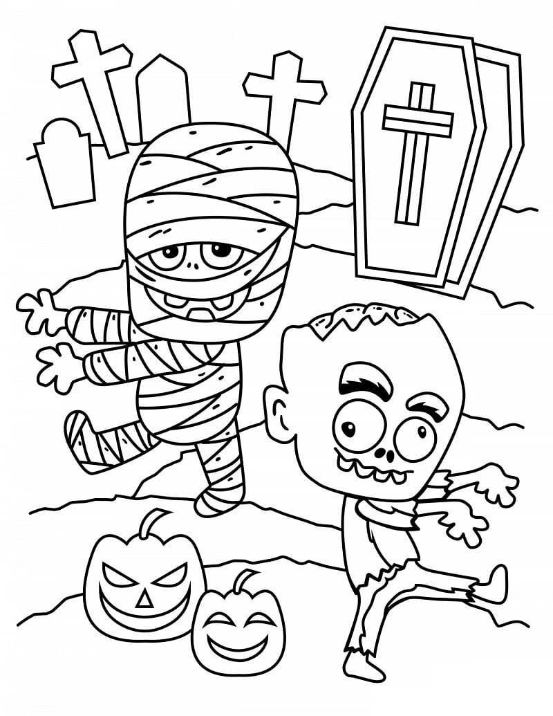 Hautausmaa Halloween Värityskuva