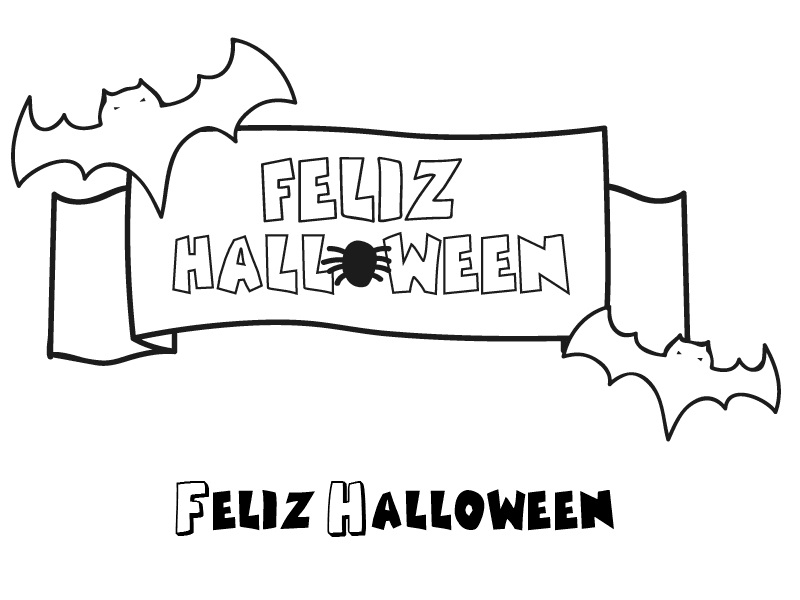 Hyvää Halloween-banneri Värityskuva