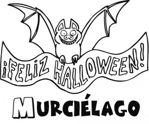 Hyvää Halloweenia Bat kanssa Värityskuva