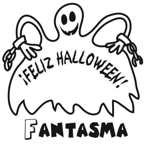 Hyvää Halloweenia Ghostin kanssa Värityskuva