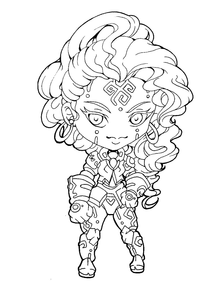 Siisti Chibi-tyttö Värityskuva