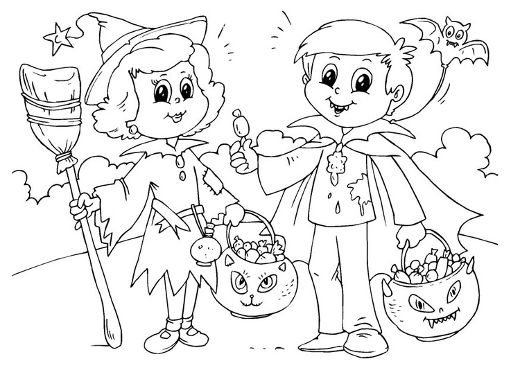 Temppu tai hoito Halloween Värityskuva
