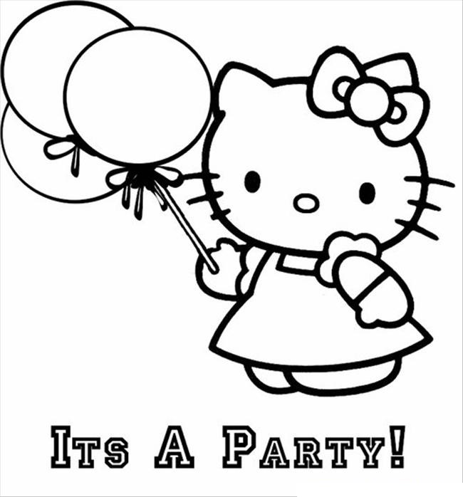 Hello Kitty ilmapallon kanssa Värityskuva