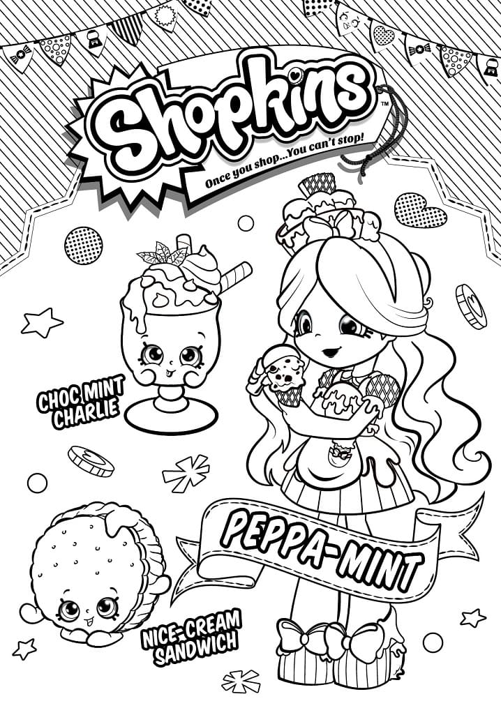 Peppa Mint Shopkins Värityskuva