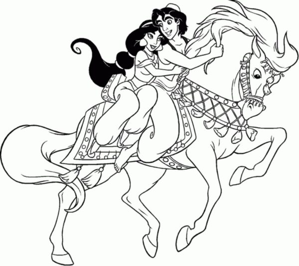 Kuinka monta makeista Aladdinin ja Jasminen häissä. 1 Värityskuva