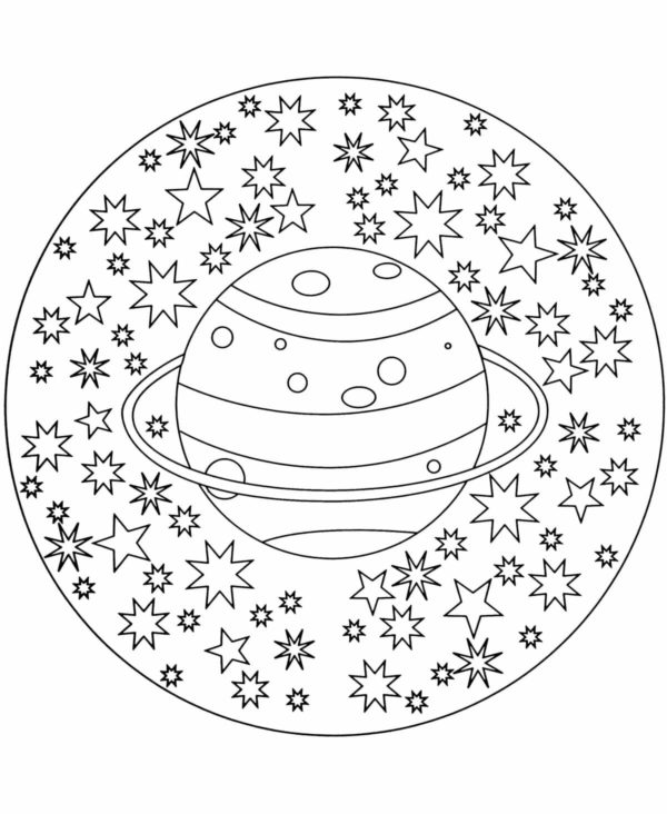 Planeetta ja tähdet Värityskuva
