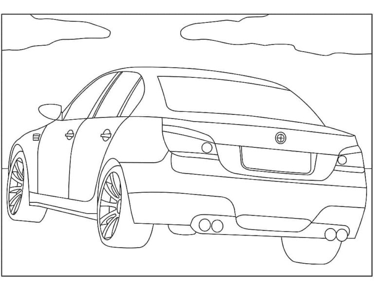 BMW 5 takaa. Värityskuva