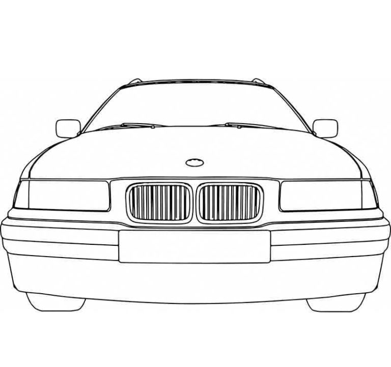 BMW-auton värityssivun etuosa Värityskuva