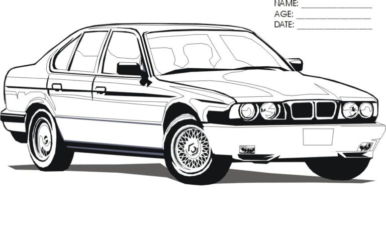 BMW legendaarisilla pyörillä. Värityskuva