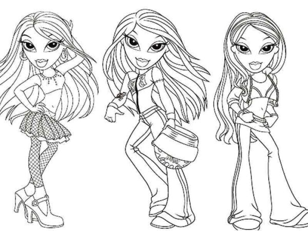 Bratz-nukkejen nerokas nelikko Värityskuva