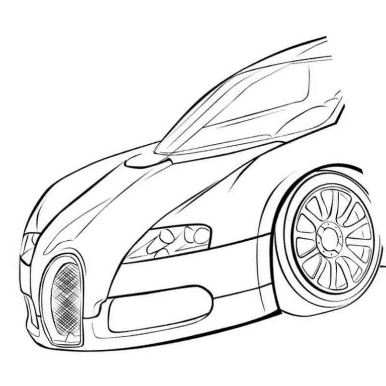 Bugatti värityssivun etuosa. Värityskuva