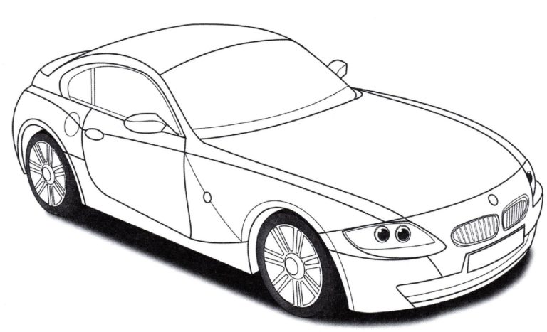 Kaunis BMW coupe. Värityskuva