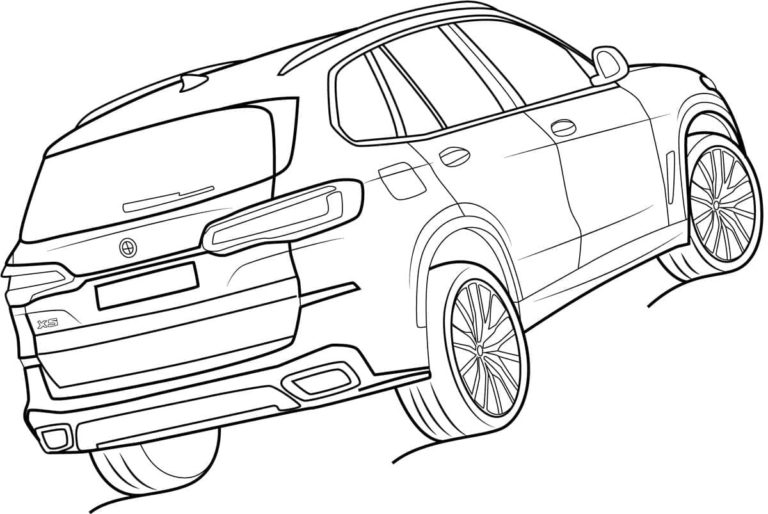 Kaunis jeeppi BMW X5. Värityskuva