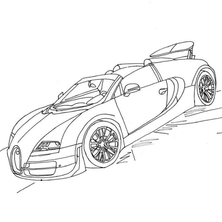 Siisti Bugatti avoauto. Värityskuva