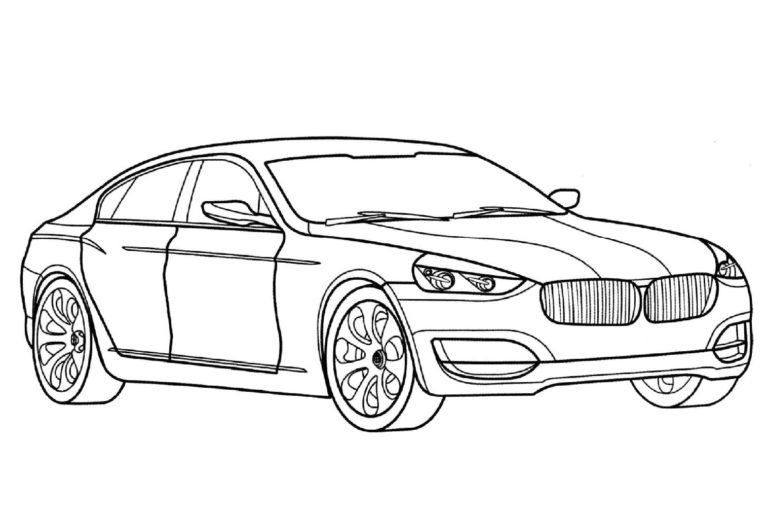 Tyylikäs BMW auto. Värityskuva