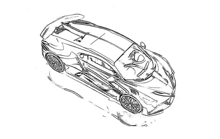 Viileä näkymä Bugattiin ylhäältä Värityskuva