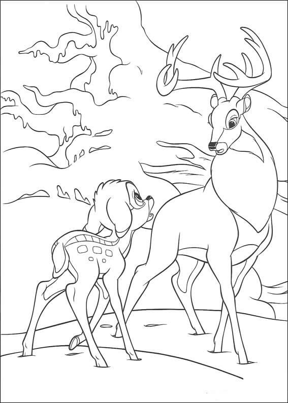 Bambi puhuu peuralle Värityskuva