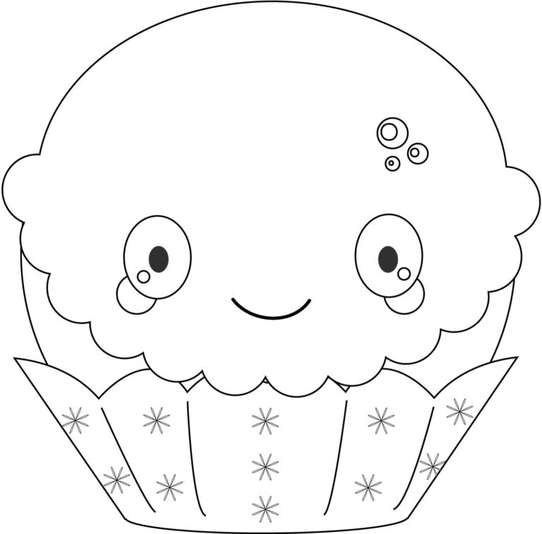 Kawaii-kukkikakku 2 Värityskuva