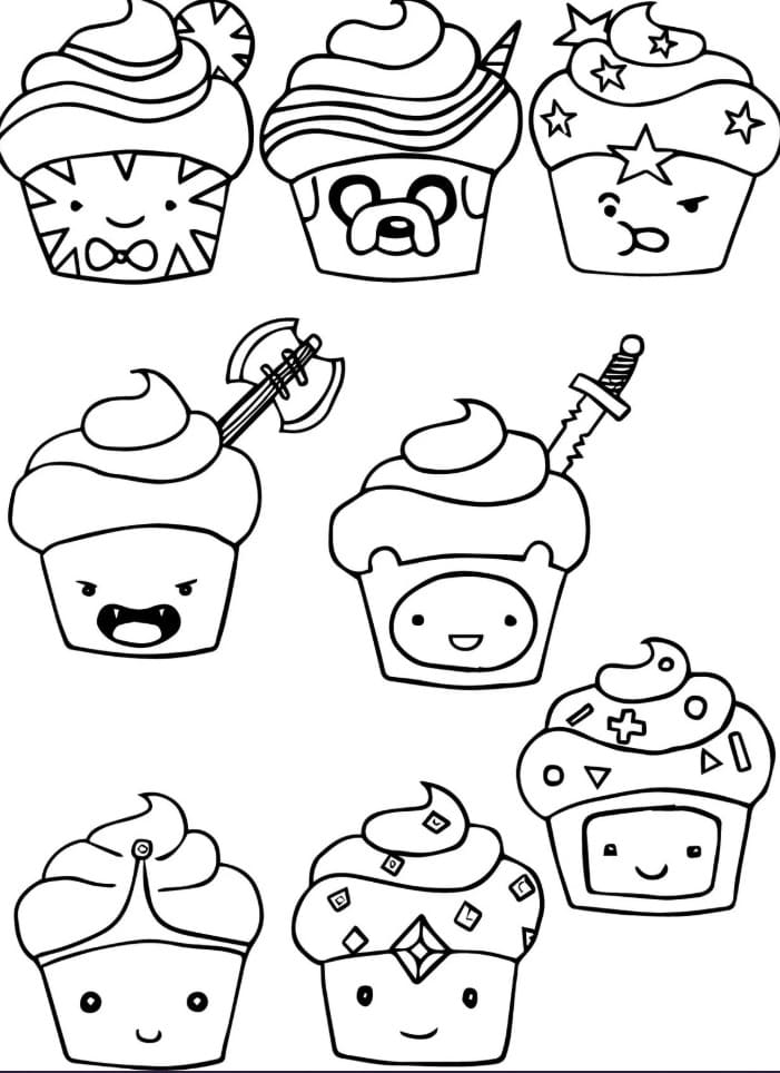 Kawaii muffinit Värityskuva