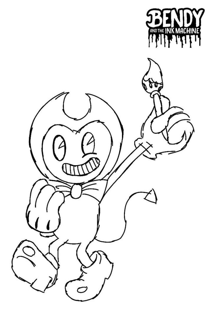 Bendy ja Paintbrush väritys sivu Värityskuva