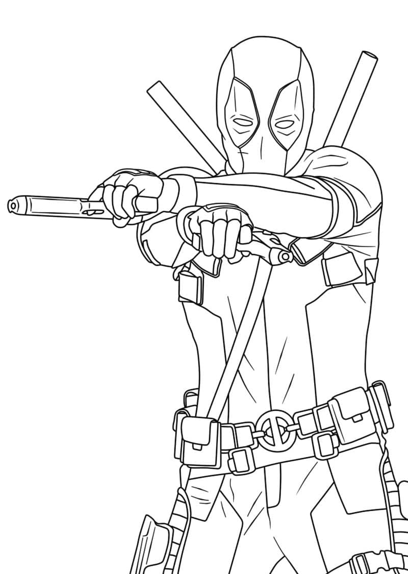 Deadpool Aseiden Kanssa Värityskuva