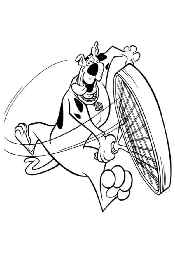Scooby Doo pelaa tennistä Värityskuva