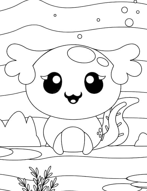 Erittäin söpö Axolotl Värityskuva