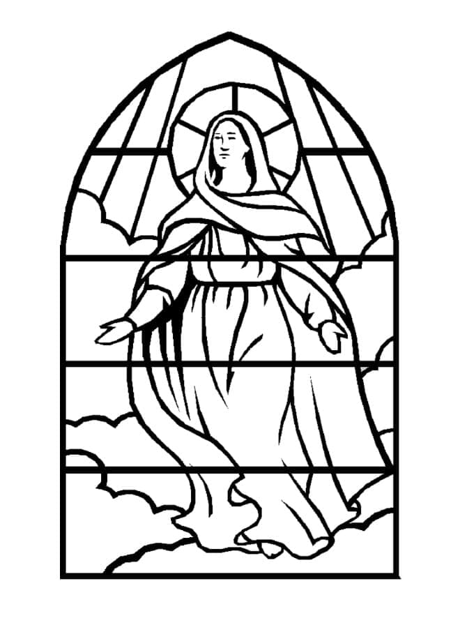 Äiti Maria lasimaalaus Värityskuva