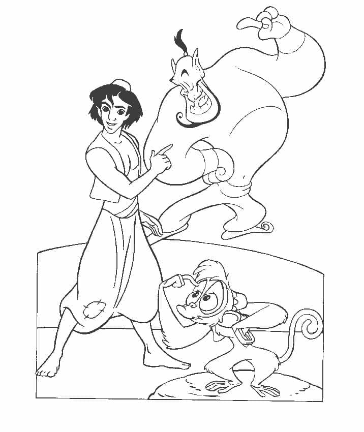 Aladdin, Genie ja Abu Värityskuva